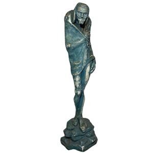 RARE Statue Mephistopheles Jacques Louis Gautier 28” Large Green Blue Calk?